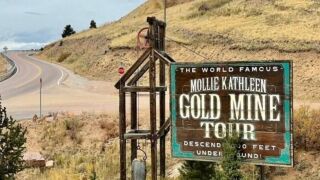 Mollie Kathleen Gold Mine welcome sign is seen outside of Colorado Springs