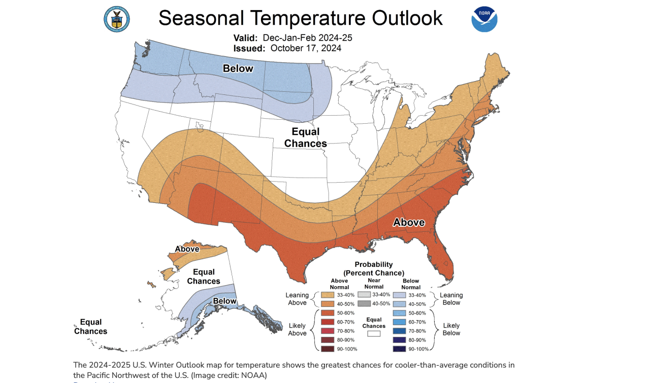 Winter 2024-25 seasonal temperature outlook